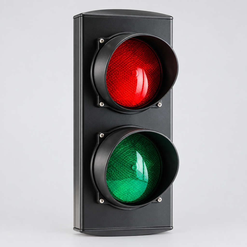 LED šviesoforas, raudona-žalia spalvos, lauko sąlygoms, su laikikliu. IĮ Signalita