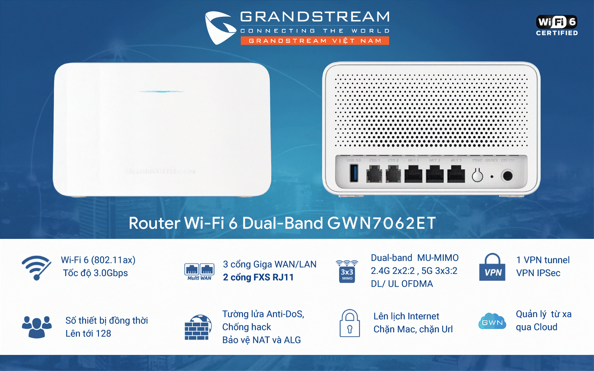 Maršrutizatorius Grandstream GWN7062ET IĮ Signalita