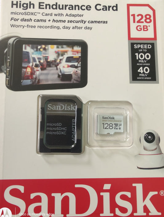 Atminties kortelė Micro SDXC 128GB Class 10, High Endurance  Video Monitoring, Sandisk
